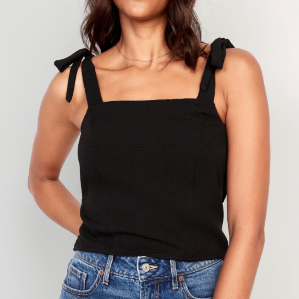 NWT Old Navy Fitted Tie-Shoulder Cropped Dobby Corset Cami Top